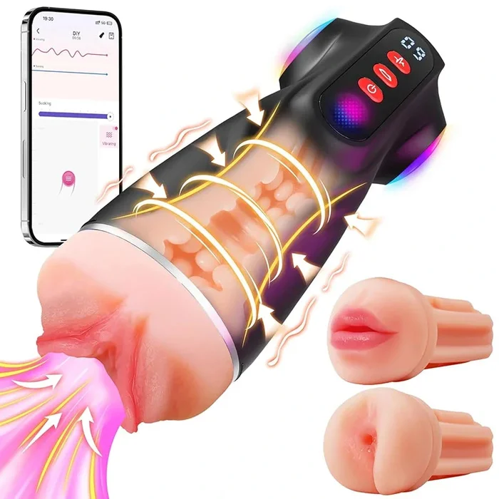 XV20: Men Masturbator with 9 Sucking & 9 Vibrating APP Control 3 Sleeves