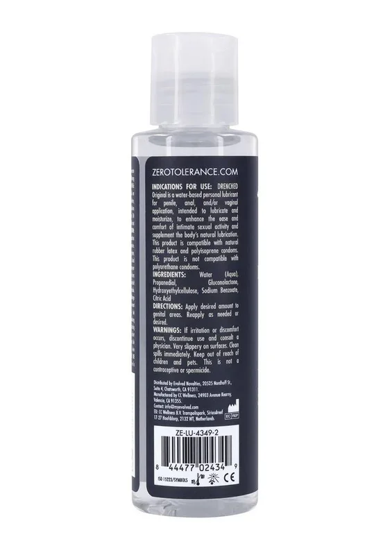Zero Tolerance Drenched Original Water Based Lubricant