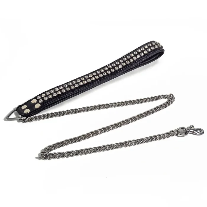 Zorba Patent Leather Snakeskin & Diamante Chain Leash